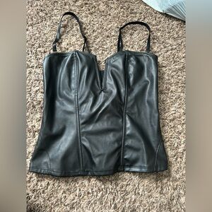 Black Faux Leather Corset Top